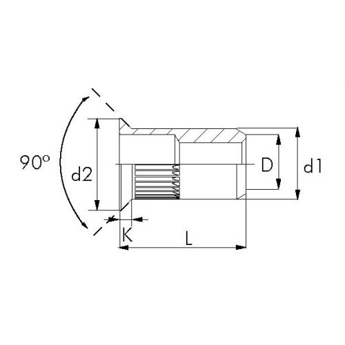 TUERCA REMACHABLE ACERO BRALO RANURADA AVELLANADA